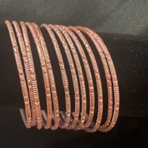 12 Sari 3” Indian/Pakistani Bollywood Bangle Bracelets Metal Costume Jewelry pnk